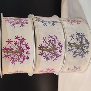 3 Rolls Kirkland Wire-edged Hot Pink/Purple/Violet Ribbon 2-1/2" wide 148 yds